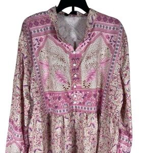 Sisjuly Floral Pink Women's Top Size XXL